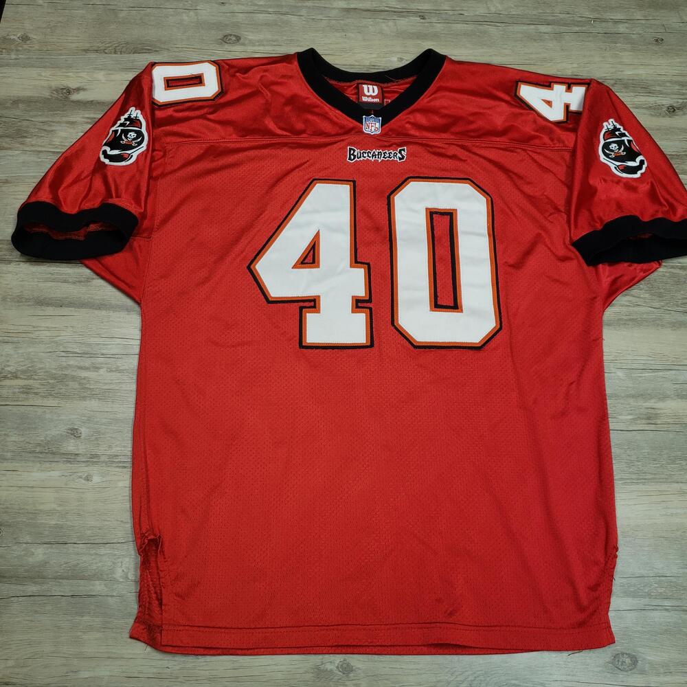 Tampa Bay Buccaneers Jersey Mens 54 Red NFL Football Hunt 40 Nylon Wilson VTG